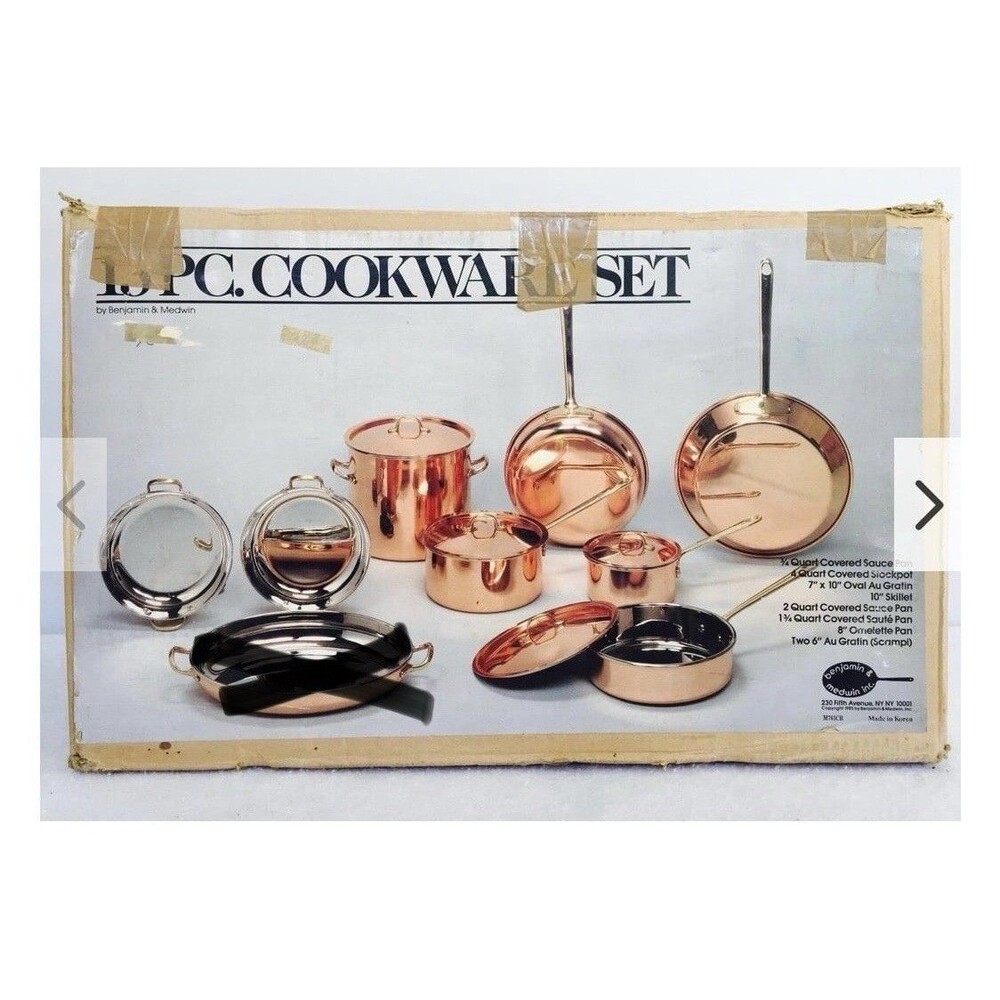 Benjamin & Medwin Copper 10-Piece Cookware Set Skillets Saucepans with Lids